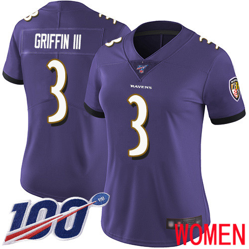 Baltimore Ravens Limited Purple Women Robert Griffin III Home Jersey NFL Football 3 100th Season Vapor Untouchable